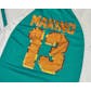 Miami Dolphins Dan Marino Majestic Aqua HOF Draft Him VII V-Neck Tee Shirt (Womens M)