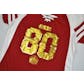 San Francisco 49ers Jerry Rice Majestic Red HOF Draft Him VII V-Neck Tee Shirt (Womens XL)