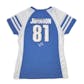 Detroit Lions Calvin Johnson Majestic Blue Draft Him IV Tee Shirt (Womens S)