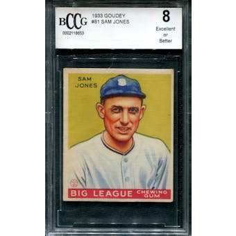 1933 Goudey Baseball #81 Sam Jones BCCG 8 (EX or Better) *6653