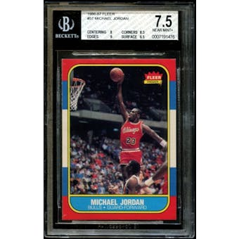 1986 Fleer Basketball #57 Michael Jordan Rookie BGS 7.5 (NM+) *1476