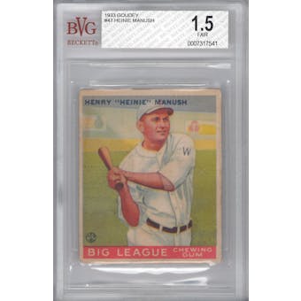 1933 Goudey Baseball #47 Henry "Heinie" Manush BVG 1.5 (FR) *7541
