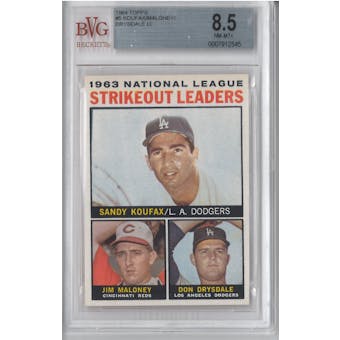 1964 Topps Baseball #5 Sandy Koufax NL Strikeout Leaders BVG 8.5 (NM-MT+) *2545