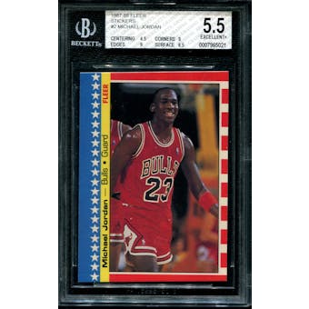 1987/88 Fleer Basketball Sticker #2 Michael Jordan BGS 5.5 (EX+) *5021