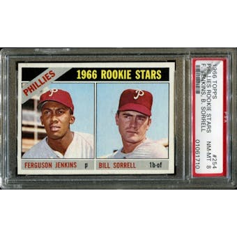 1966 Topps Baseball #254 Ferguson Jenkins Rookie PSA 8 (NM-MT) *1710