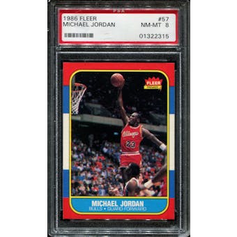 1986/87 Fleer Basketball #57 Michael Jordan Rookie PSA 8 (NM-MT) *2315