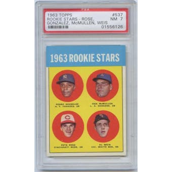 1963 Topps Baseball #537 Pete Rose Rookie Card PSA 7 (NM) *6126