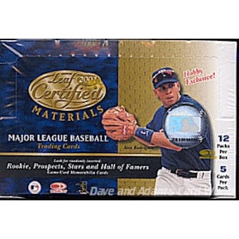 2001 Leaf Certified Materials Baseball Hobby Box
