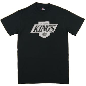 Los Angeles Kings Majestic Black Vintage Lightweight Tek Patch Tee Shirt (Adult Medium)