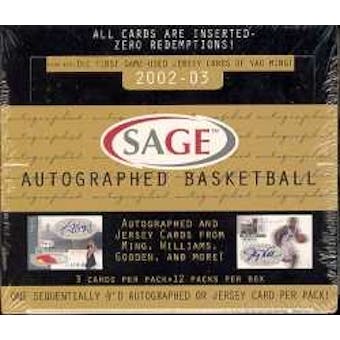 2002/03 Sage Autographed Basketball Hobby Box
