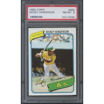 1980 Topps Baseball #482 Rickey Henderson Rookie PSA 8 (NM-MT) *3068