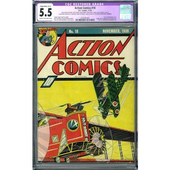 Action Comics #18 CGC 5.5 Slight/Mod. (B-2) Restoration (C-OW) *0330381001*