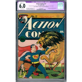 Action Comics #27 CGC 6.0 Slight (A-1) Restoration (OW) *0330381002*