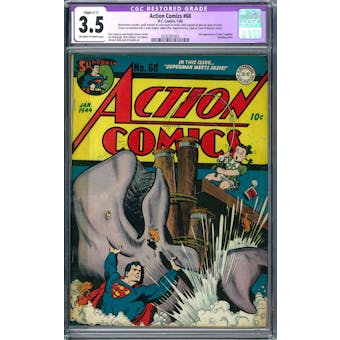 Action Comics #68 CGC 3.5 Slight (C-1) Restoration (OW-W) *0330381003*