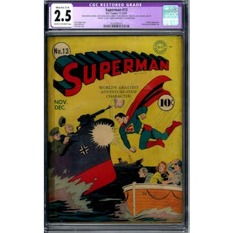 Superman #13 CGC 2.5 Mod./Ext (C-4) Restoration (C-OW) *0330381012*