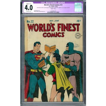 World's Finest Comics #22 CGC 4.0 Slight (C-1) Restoration (OW) *0330381019*