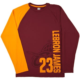 Cleveland Cavaliers LeBron James Majestic Swift Pass Maroon Performance LS Tee Shirt (Adult Medium)
