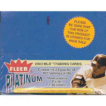 2003 Fleer Platinum Baseball 24 Pack Box