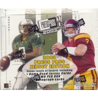 2003 Press Pass Jersey Edition Football Hobby Box