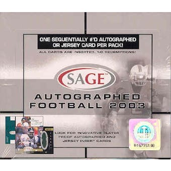 2003 Sage Autographed Football Hobby Box