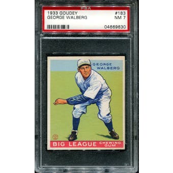 1933 Goudey Baseball #183 George Walberg PSA 7 (NM) *9630