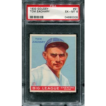 1933 Goudey Baseball #91 Tom Zachary PSA 6 (EX-MT) *0005