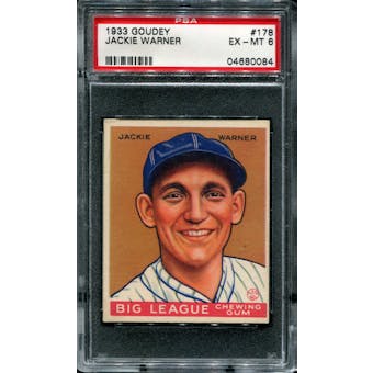 1933 Goudey Baseball #178 Jackie Warner PSA 6 (EX-MT) *0084