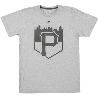 Pittsburgh Pirates Majestic Gray Pass Through Dual Blend Tee Shirt (Adult Medium)