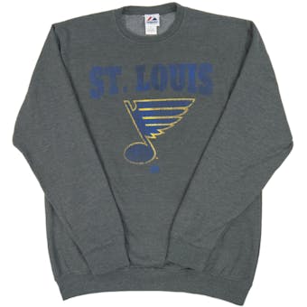 St. Louis Blues Majestic All About Team Gray Crew Neck Fleece (Adult X-Large)