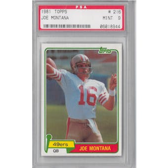 1981 Topps Football #216 Joe Montana PSA 9 (MINT) RC *8944