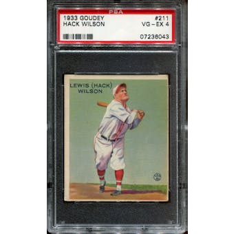 1933 Goudey Baseball #211 Hack Wilson PSA 4 (VG-EX) *6043