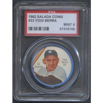1962 Salada Baseball Coin #33 Yogi Berra PSA 9 (MINT) *6749