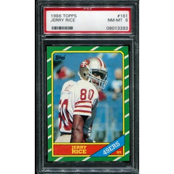 1986 Topps Football #161 Jerry Rice Rookie PSA 8 (NM-MT) *3393