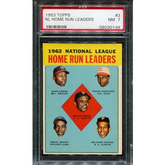 1963 Topps Baseball #3 NL Home Run Leaders PSA 7 (NM) *0149