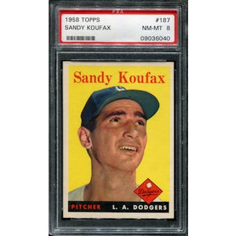 1958 Topps Baseball #187 Sandy Koufax PSA 8 (NM-MT) *6040