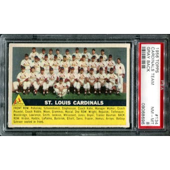 1956 Topps Baseball #134 St. Louis Cardinals Team PSA 8 (NM-MT) *8696