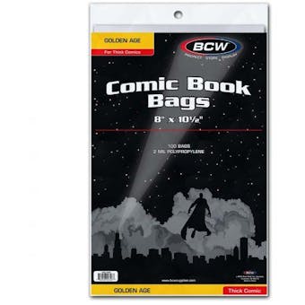 BCW Golden Age Comic Book Bags 100 ct Thick Comic