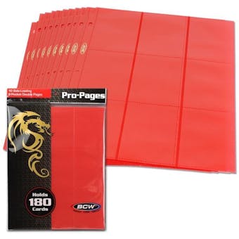 BCW Side Loading 18-Pocket Pro Pages - Red