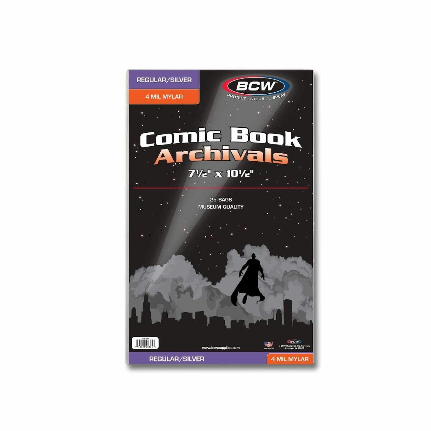 Bcw Silver Age Comic Book Mylar 4 Mil Bags 25 Ct