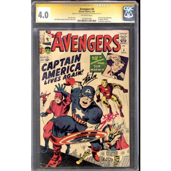 Avengers #4 Stan Lee Joe Simon Signature Series CGC 4.0 (OW) *1025831002*