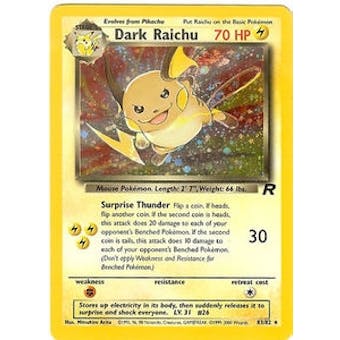 Pokemon Team Rocket 1st Edition Single Dark Raichu 83/82 - SLIGHT PLAY (SP)