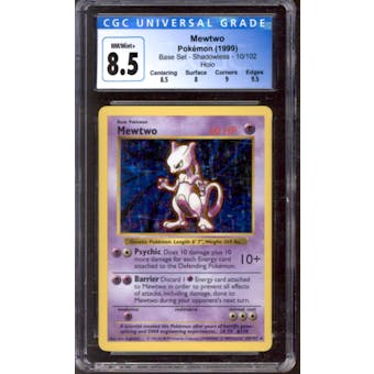 Pokemon Base Set Shadowless Mewtwo 10/102 CGC 8.5 B+++