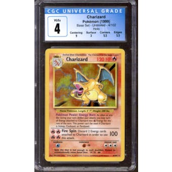 Pokemon Base Set Unlimited Charizard 4/102 CGC 4 *697