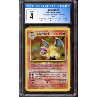Pokemon Base Set Unlimited Charizard 4/102 CGC 4 *699