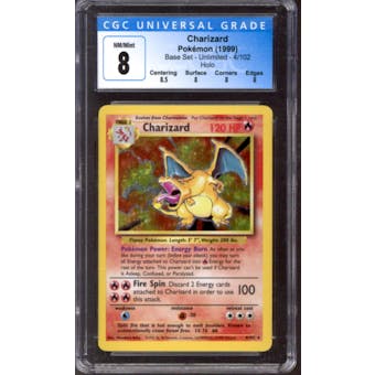 Pokemon Base Set Unlimited Charizard 4/102 CGC 8 Q+