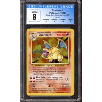 Pokemon Base Set Unlimited Charizard 4/102 CGC 8 Q++ *703