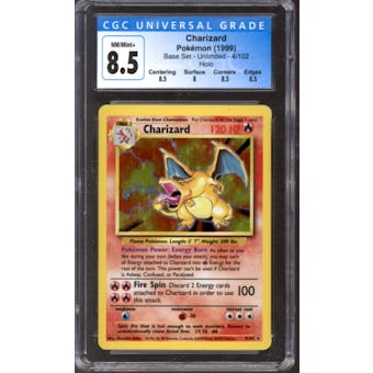 Pokemon Base Set Unlimited Charizard 4/102 CGC 8.5 B+++