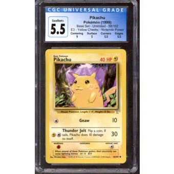 Pokemon Base Set Nintendo Power E3 Promo Pikachu 58/102 CGC 5.5 B+