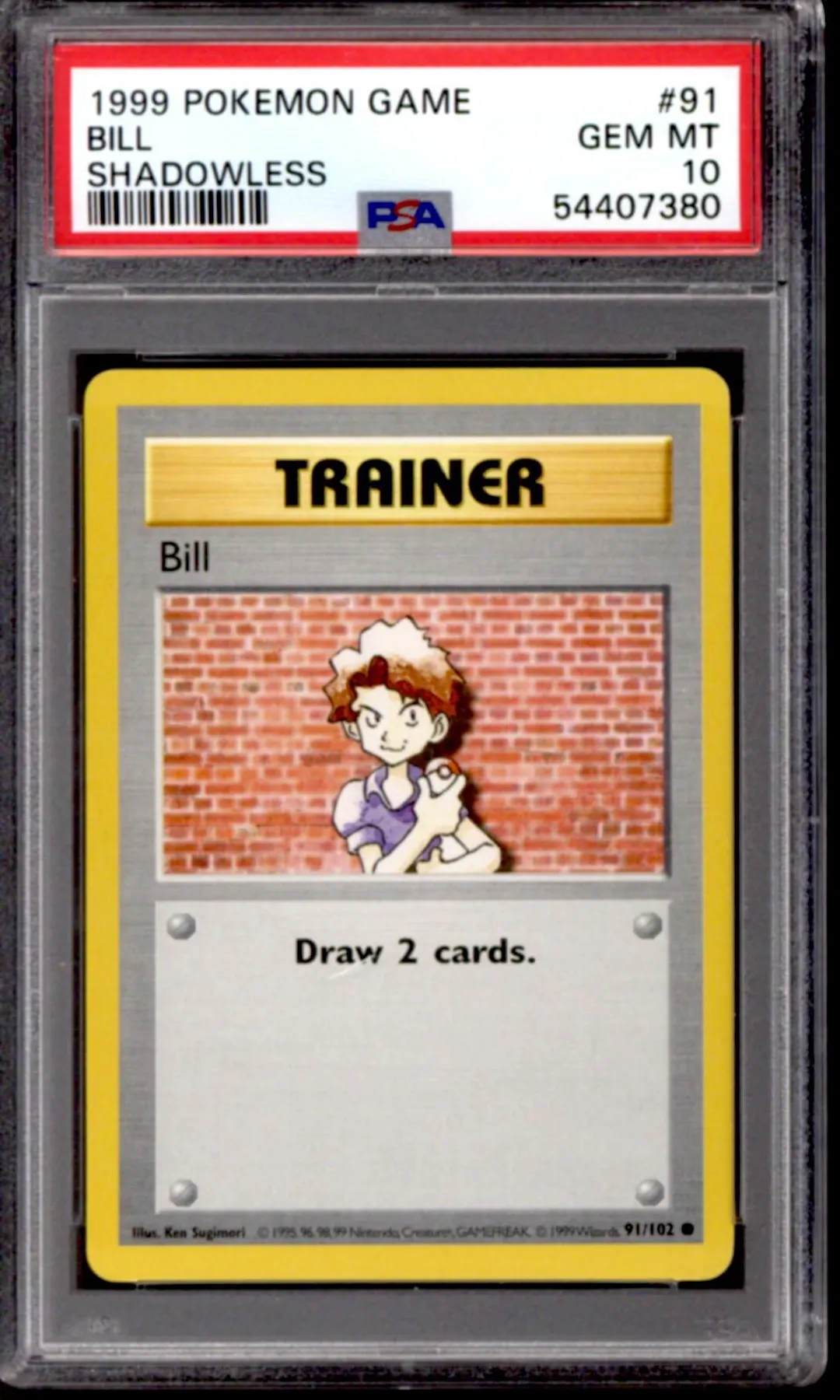 pokemon trainer card bill 1999 Base Set 1st Edition #91/102 Value null variation to centering 1995, 96, 98 1st Edition