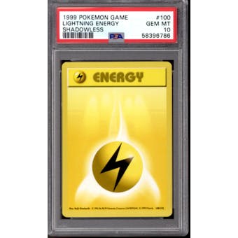 Pokemon Base Set Shadowless Lightning Energy 100/102 PSA 10 GEM MINT
